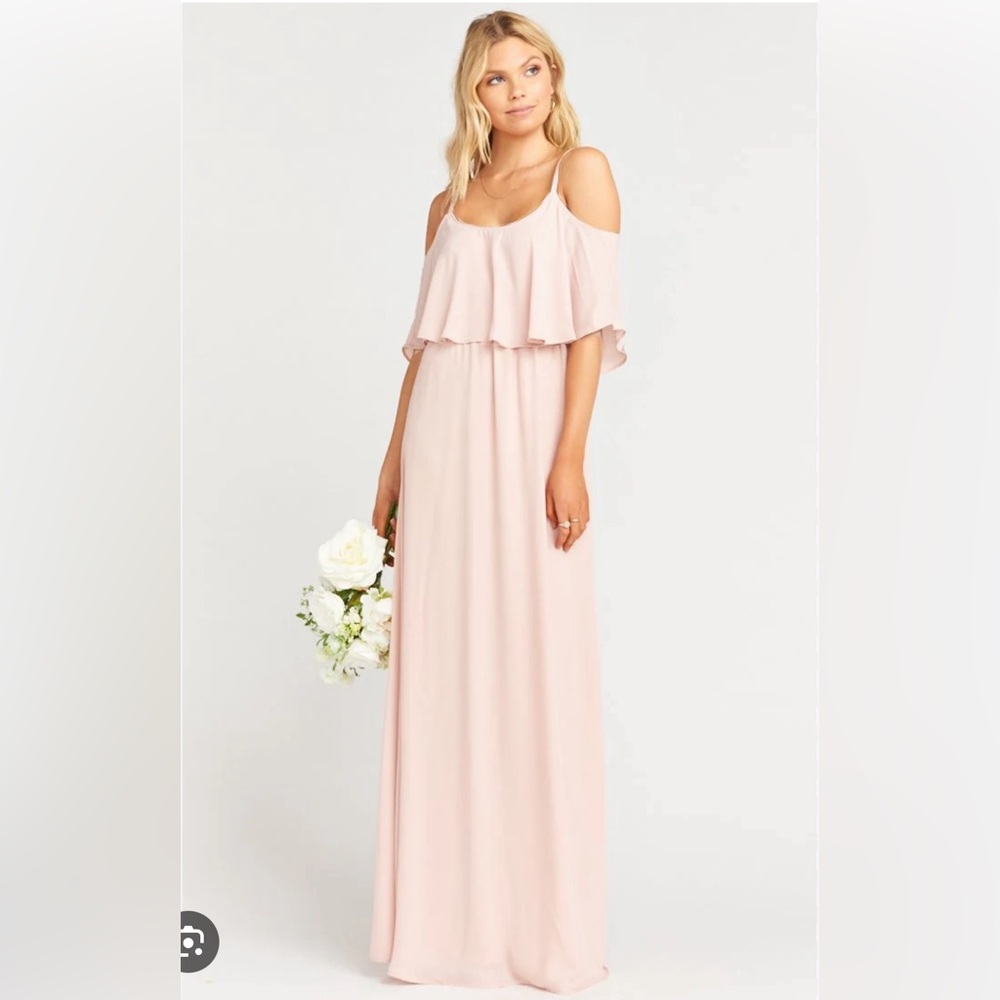 Show Me Your MuMu Caitlin Ruffle Maxi Dress Womens Small Pink Sparkle Chiffon - Picture 1 of 15